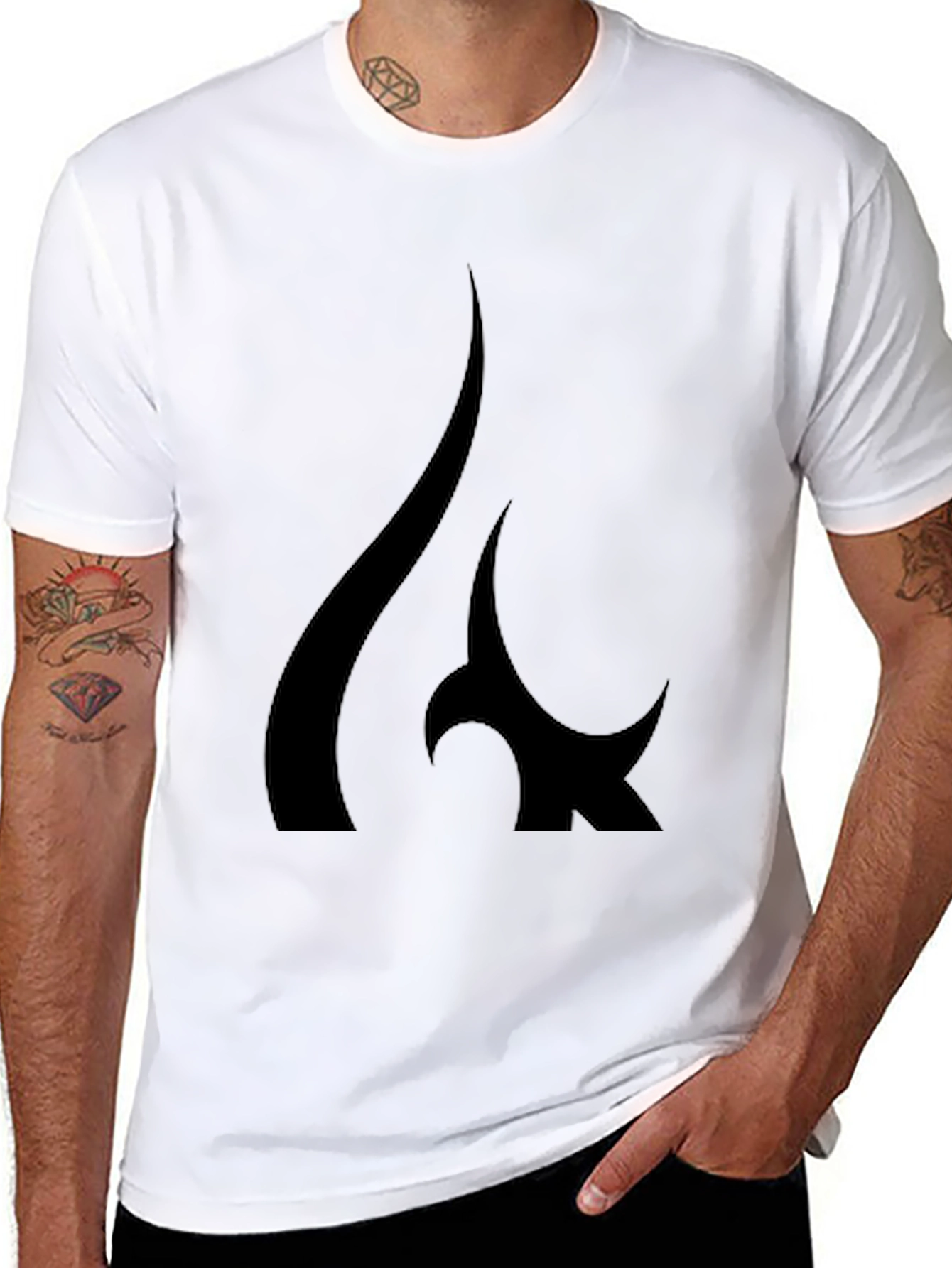 Black T-Shirt with Abstract Flame Graphic