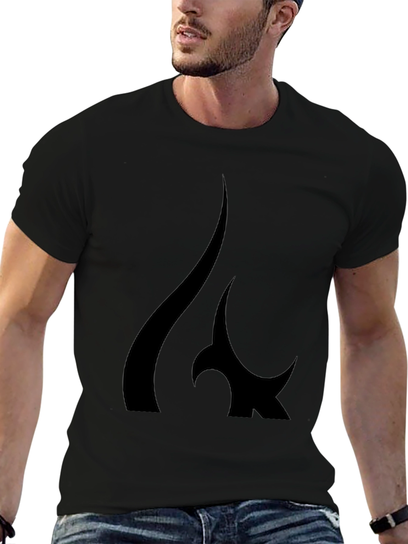 Black T-Shirt with Abstract Flame Graphic