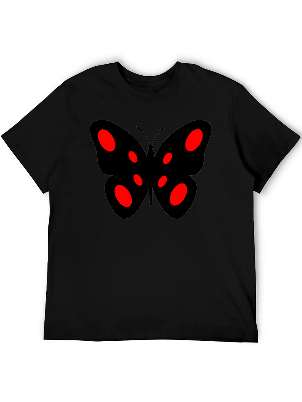 Black Butterfly Graphic Tee - Red Accents