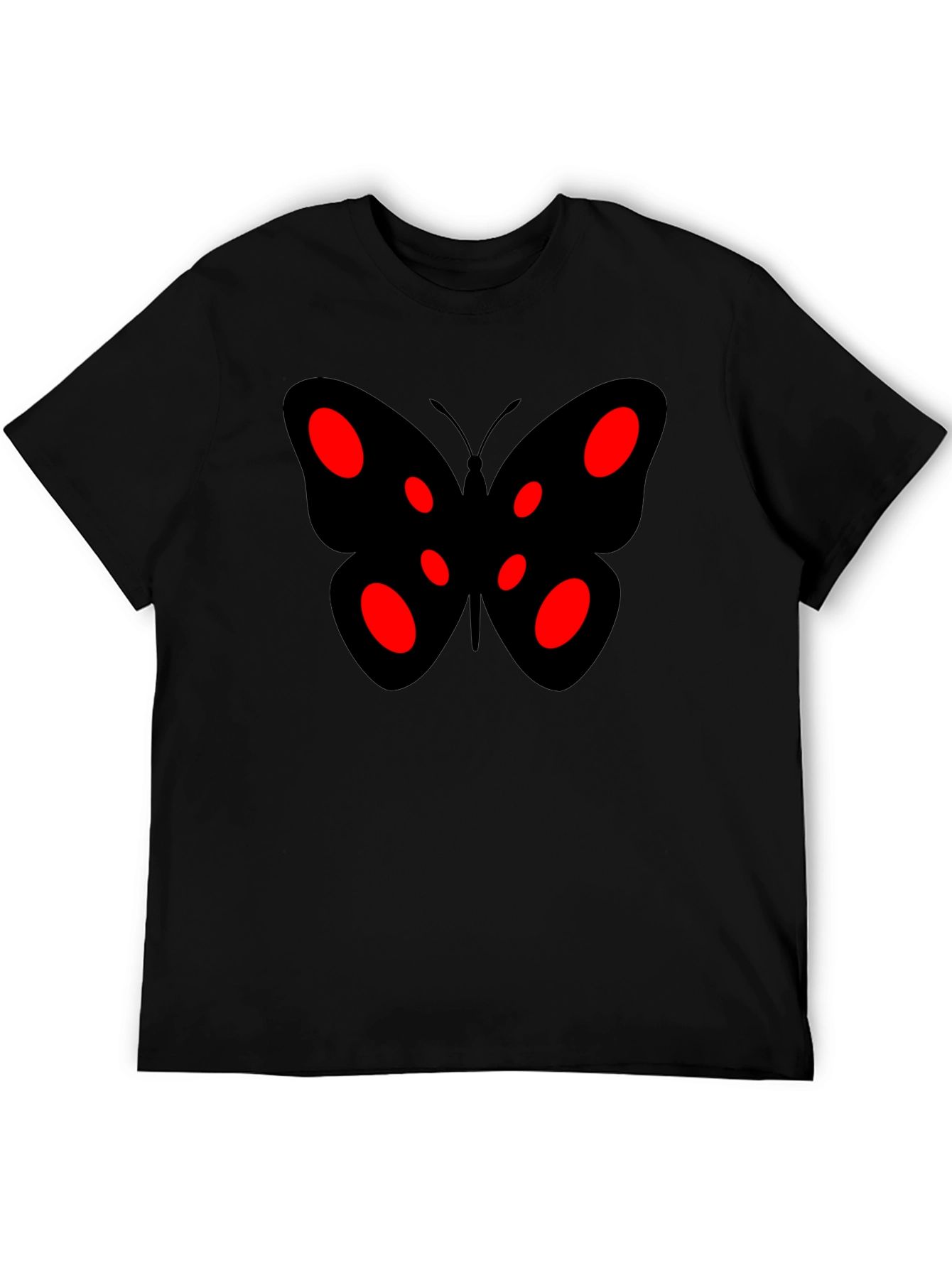 Black Butterfly Graphic Tee - Red Accents