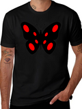 Black Butterfly Graphic Tee - Red Accents
