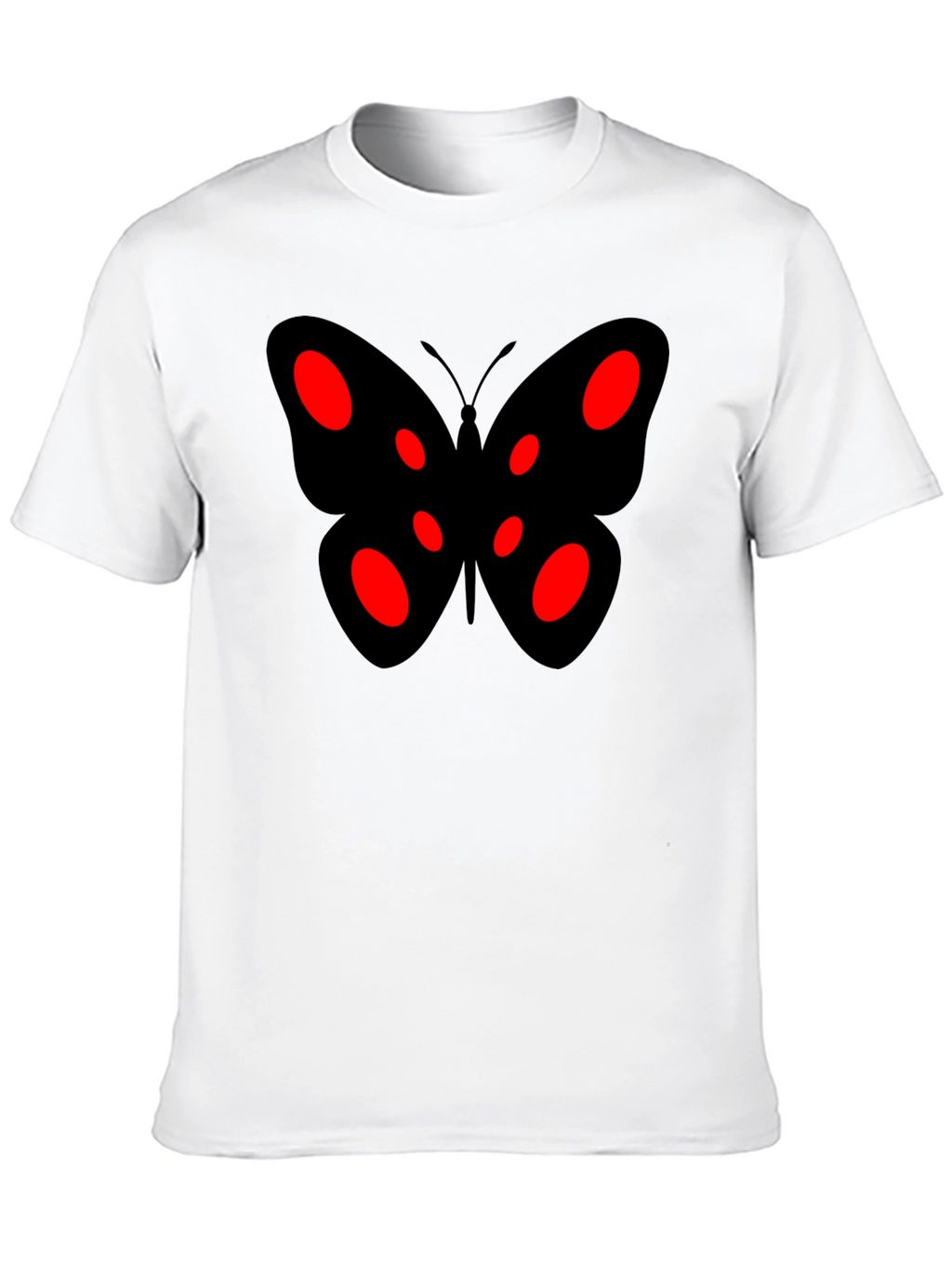 Black Butterfly Graphic Tee - Red Accents