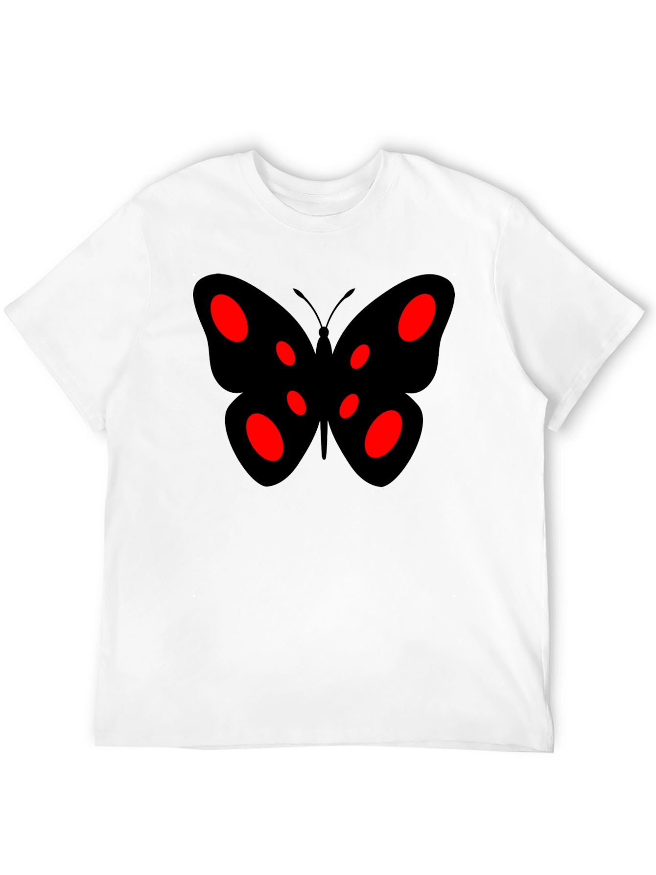 Black Butterfly Graphic Tee - Red Accents
