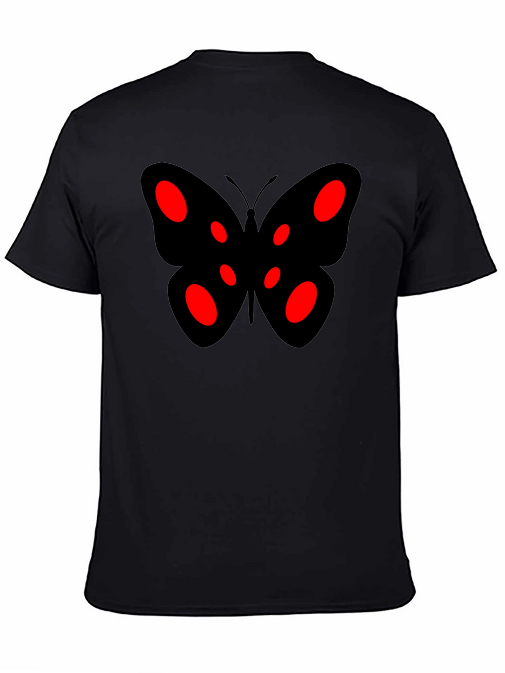 Black Butterfly Graphic Tee - Red Accents