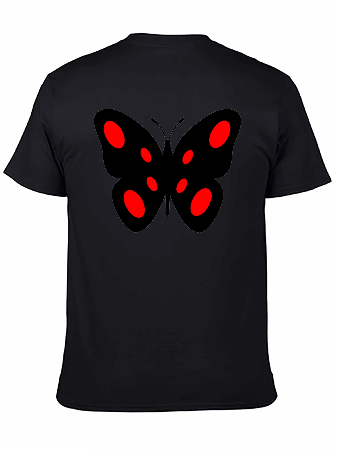 Black Butterfly Graphic Tee - Red Accents