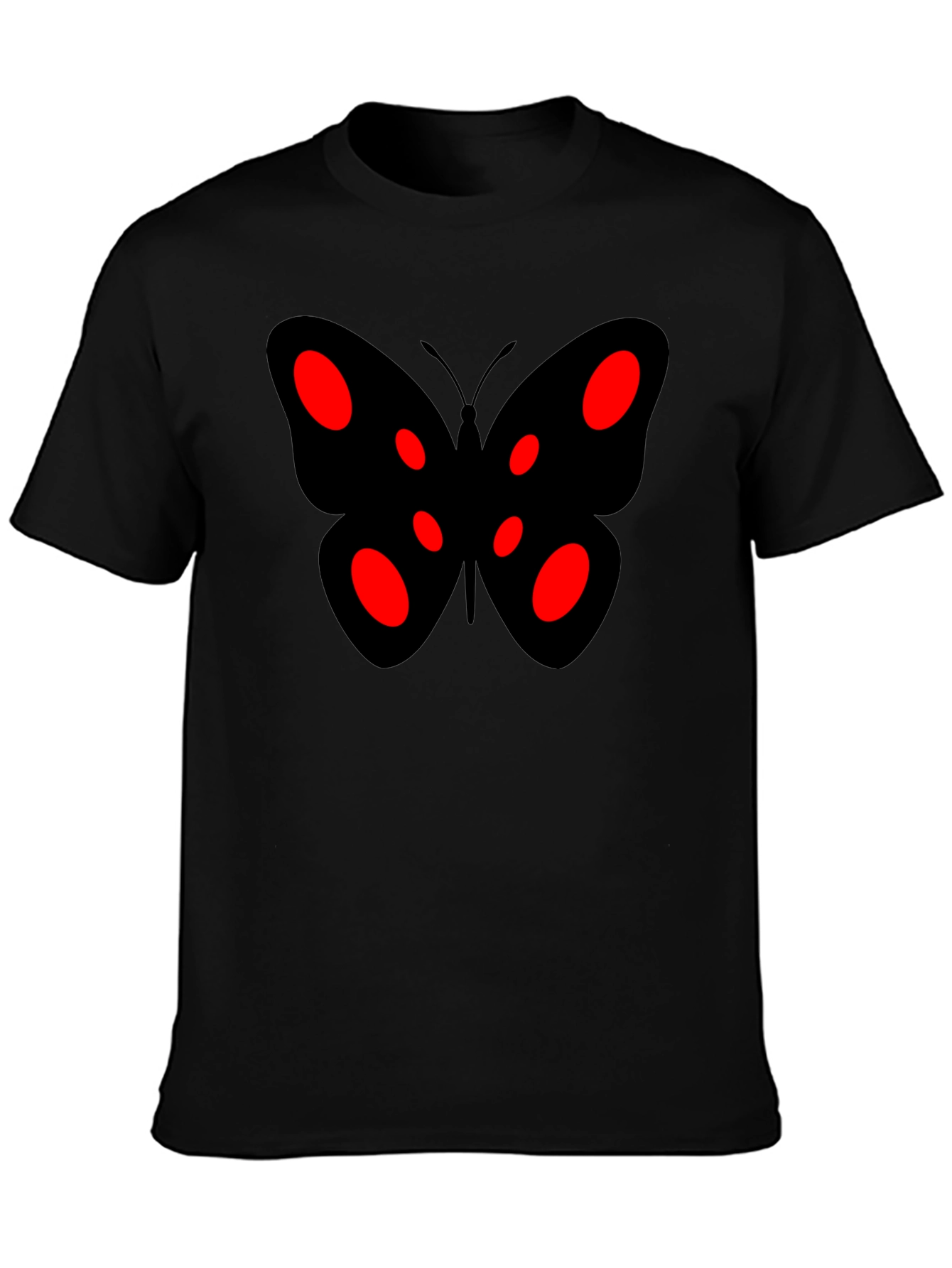 Black Butterfly Graphic Tee - Red Accents