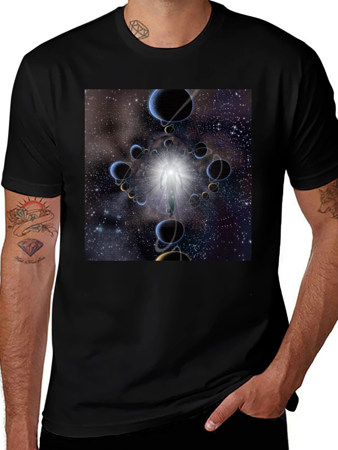 Cosmic Portal Graphic T-Shirt - Mens Black Tee