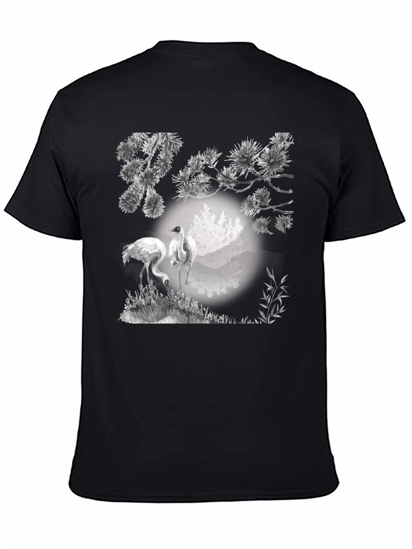 Crane and Pine T-Shirt - Black