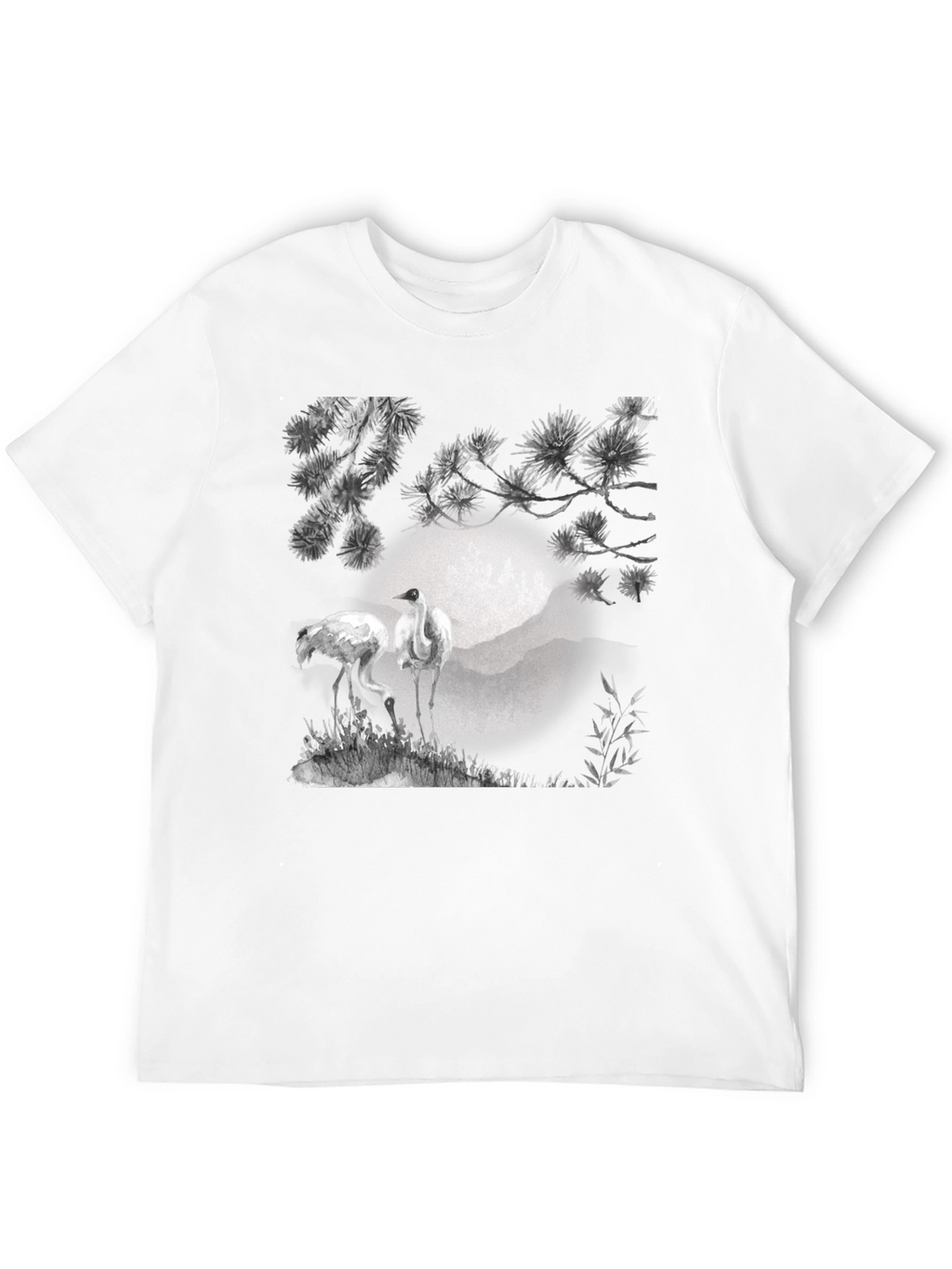 Crane and Pine T-Shirt - Black