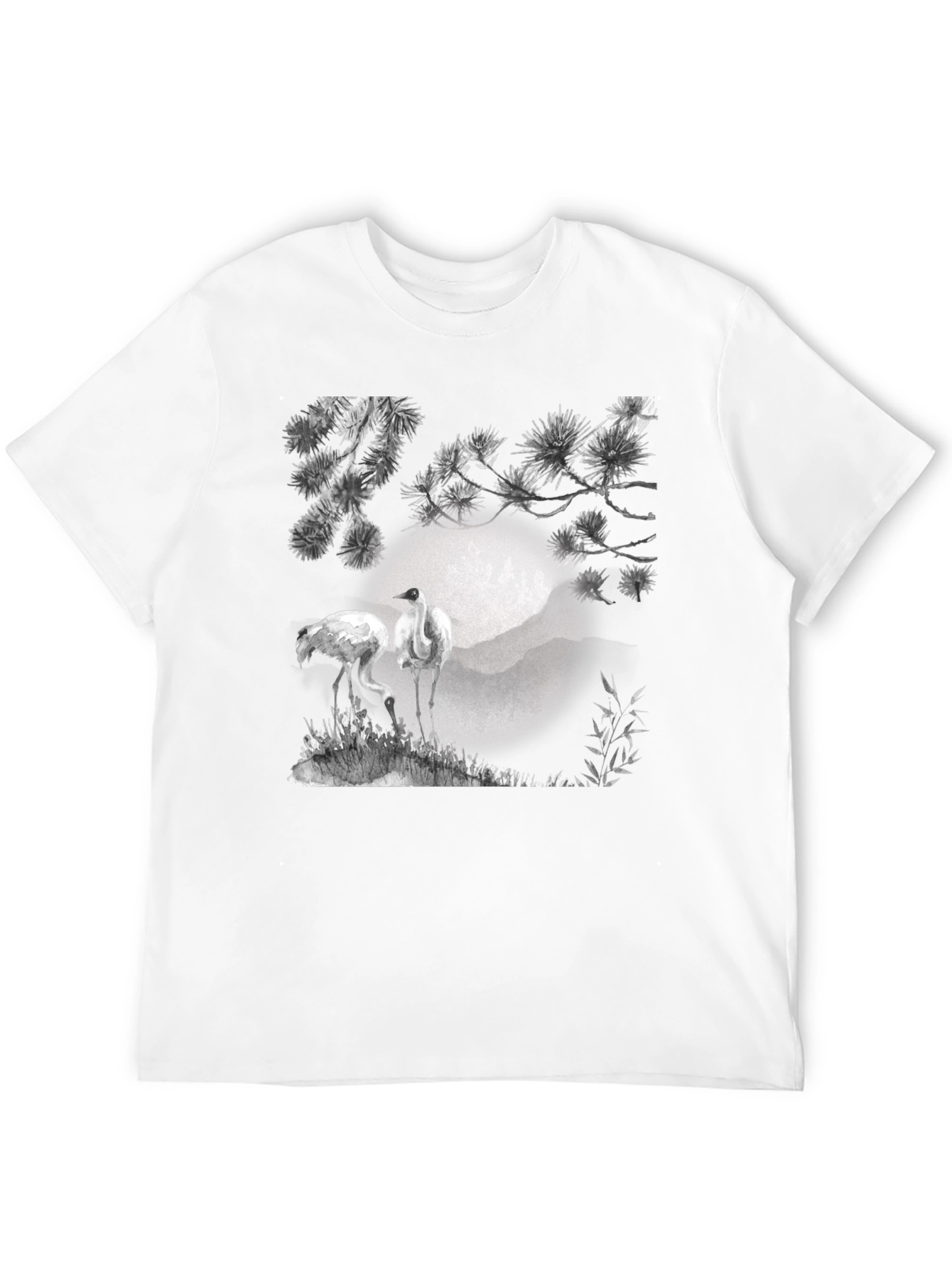 Crane and Pine T-Shirt - Black