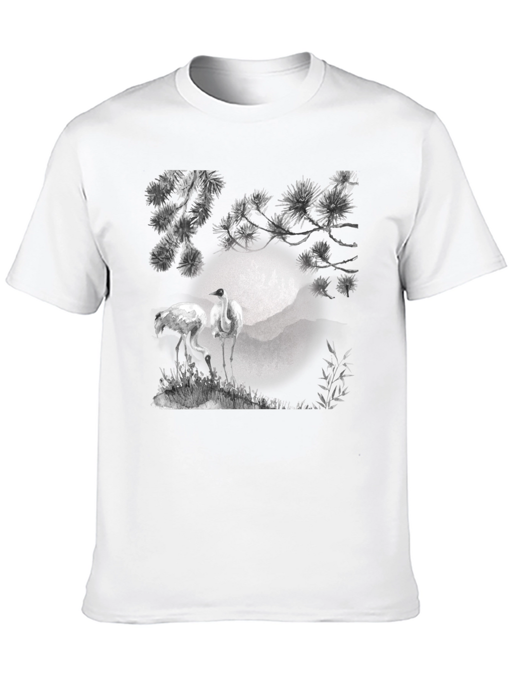 Crane and Pine T-Shirt - Black