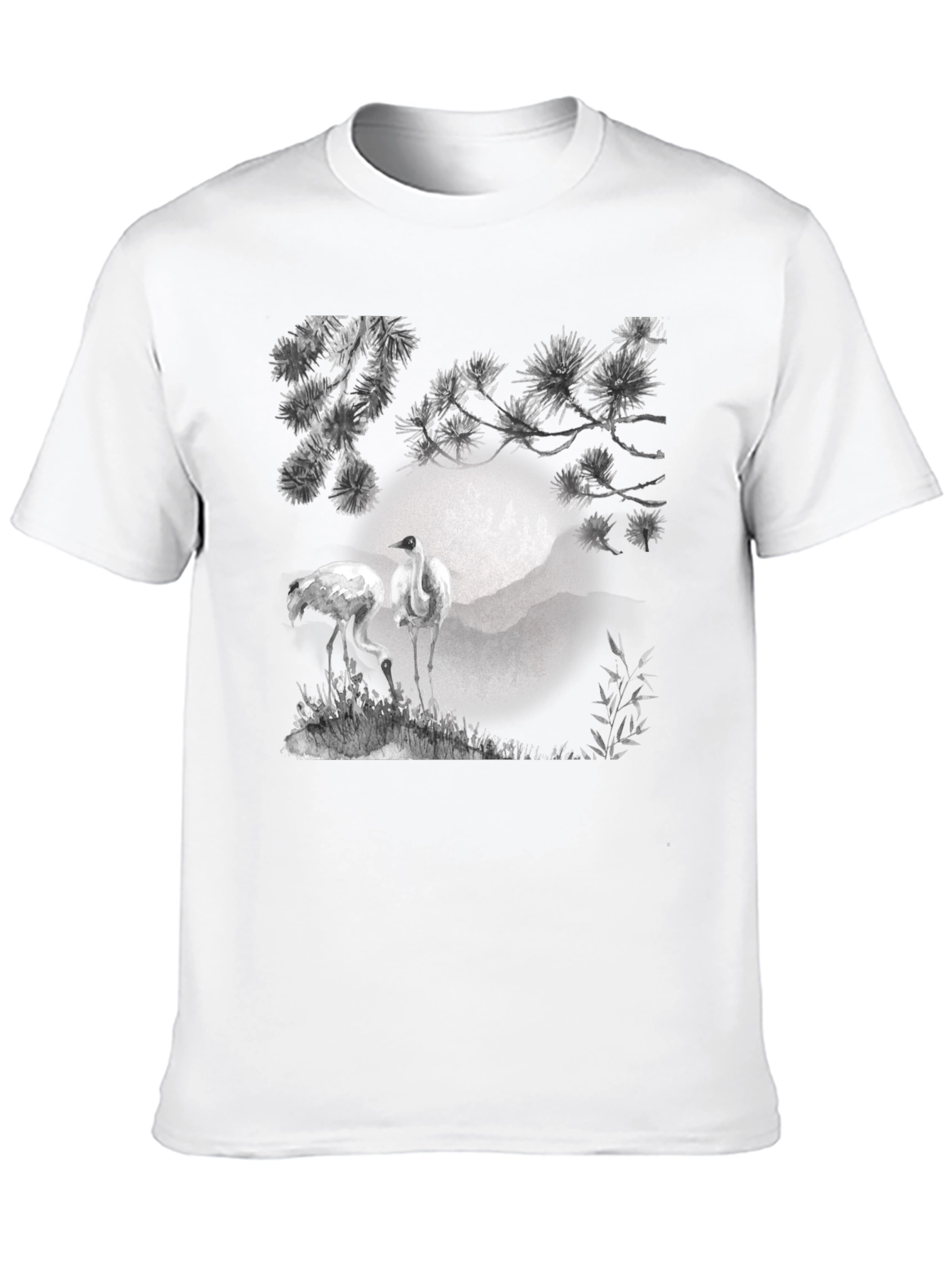 Crane and Pine T-Shirt - Black