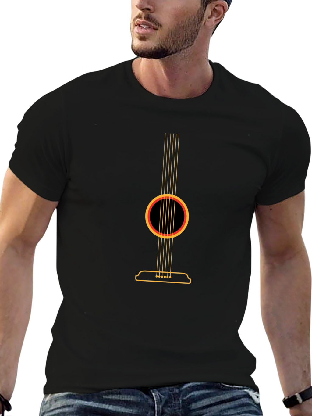 Acoustic Guitar Graphic Tee - Black