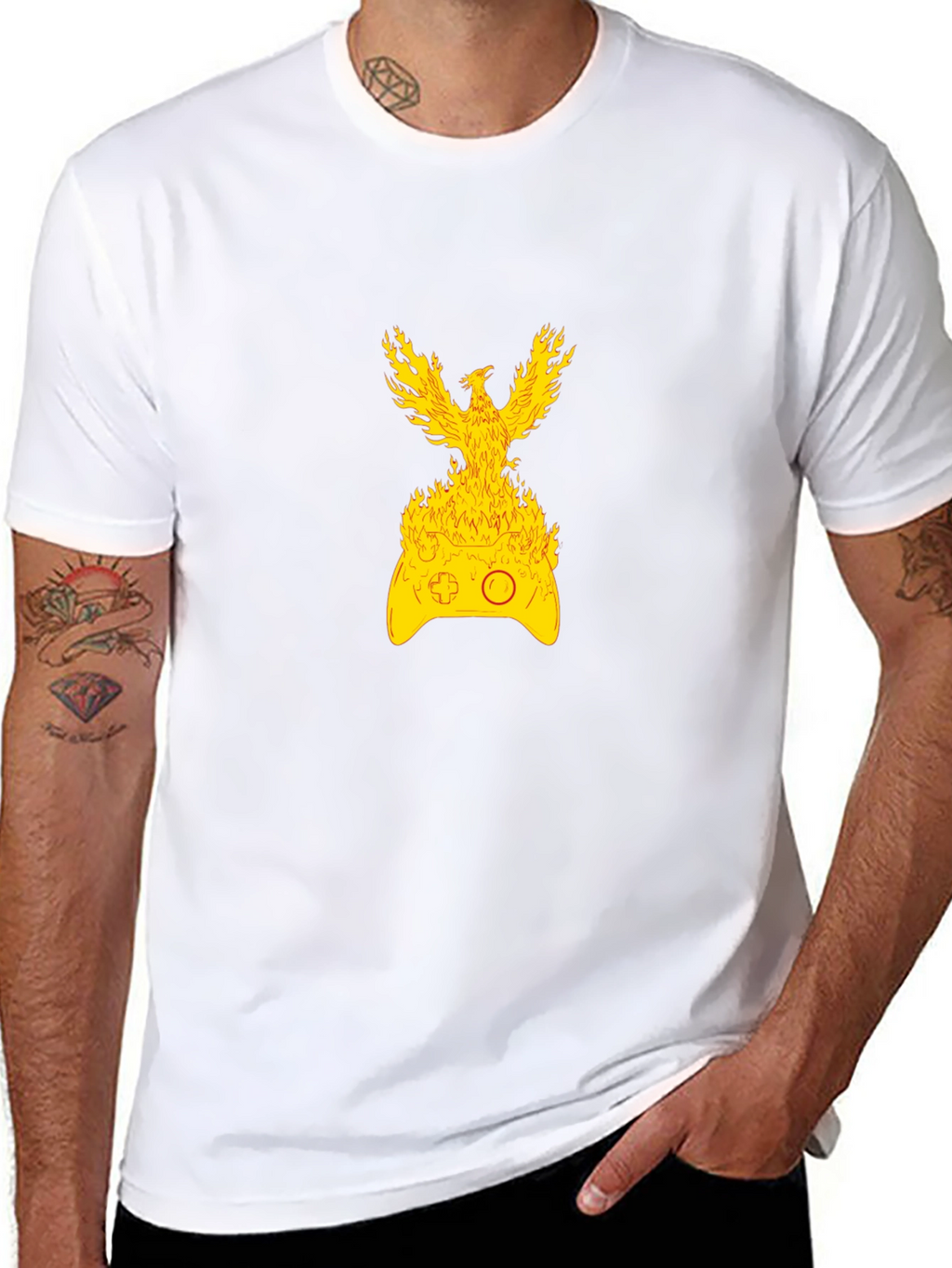 Fiery Gaming T-Shirt - Phoenix Controller Design