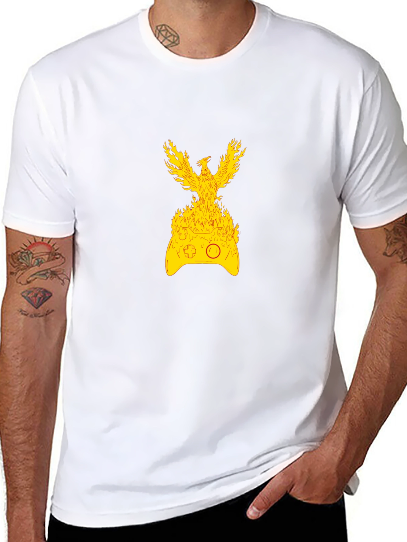 Fiery Gaming T-Shirt - Phoenix Controller Design