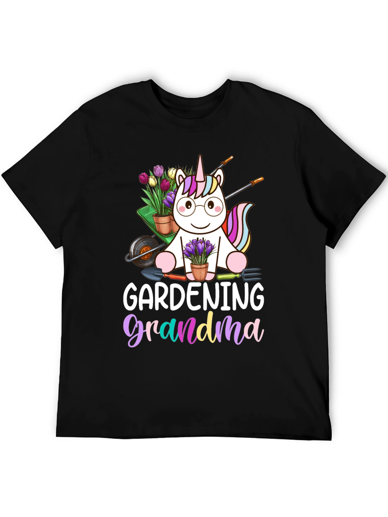 Gardening Grandma Unicorn Graphic T-Shirt