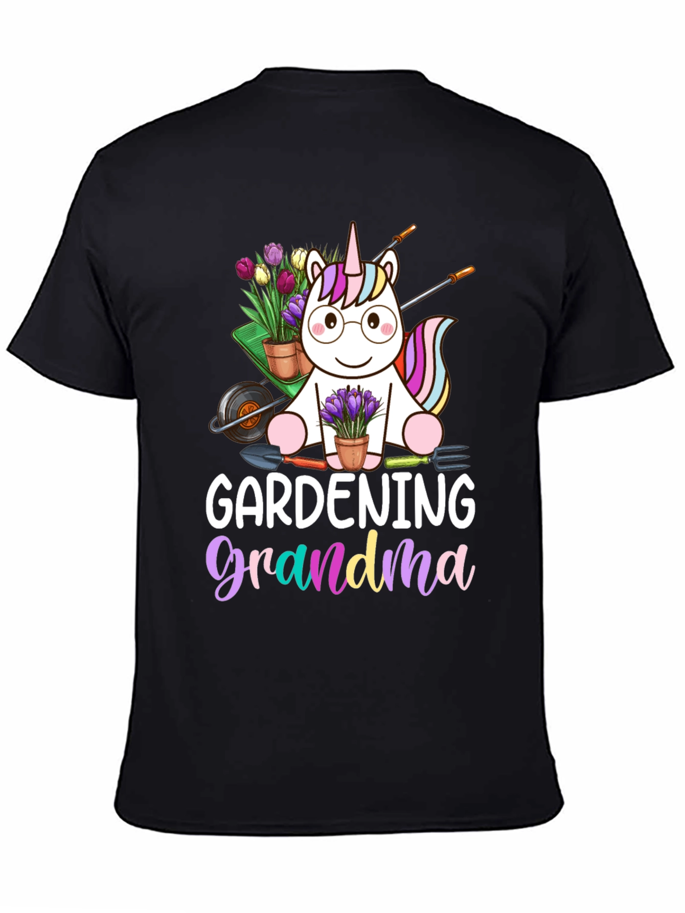 Gardening Grandma Unicorn Graphic T-Shirt