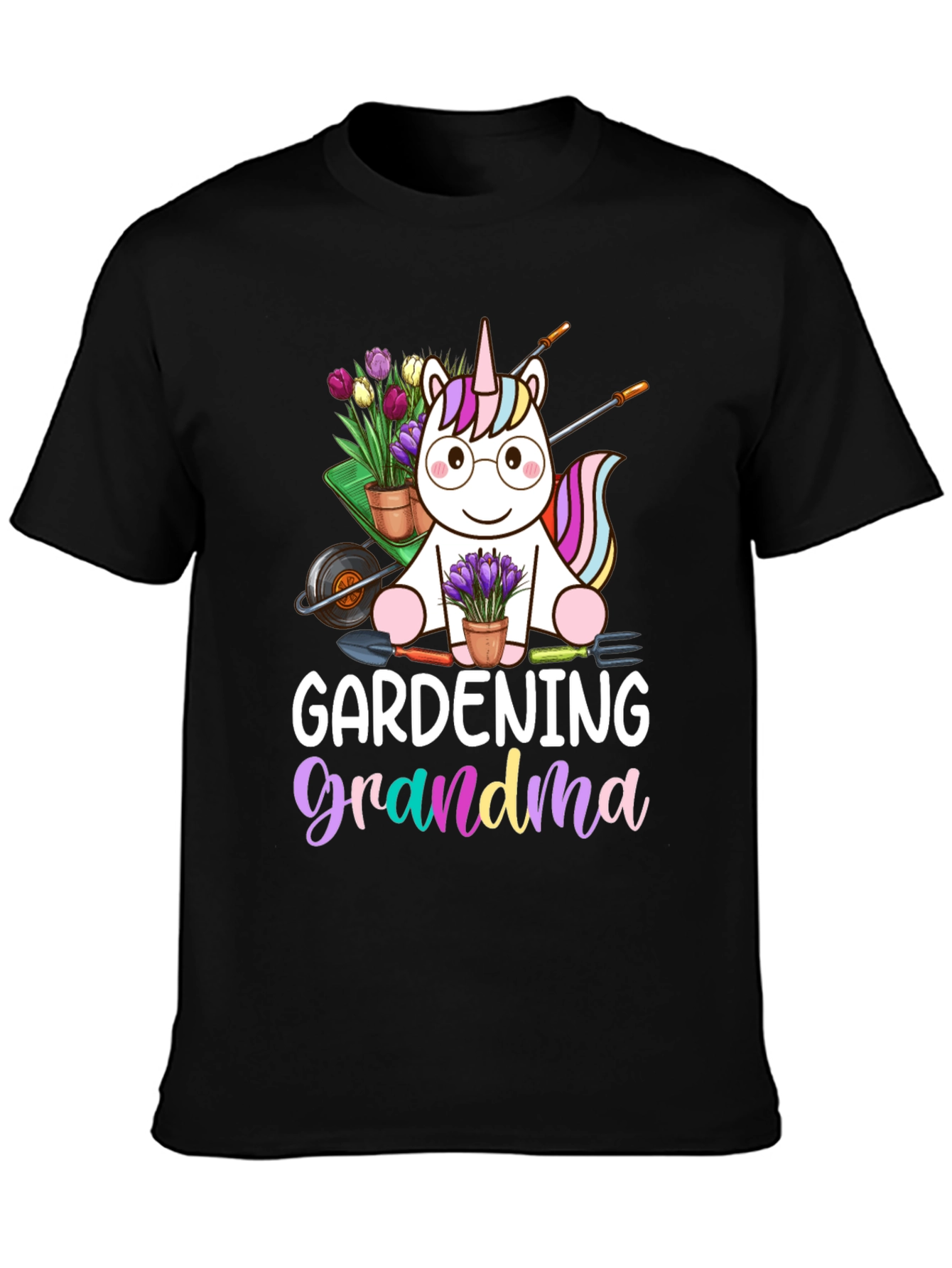 Gardening Grandma Unicorn Graphic T-Shirt