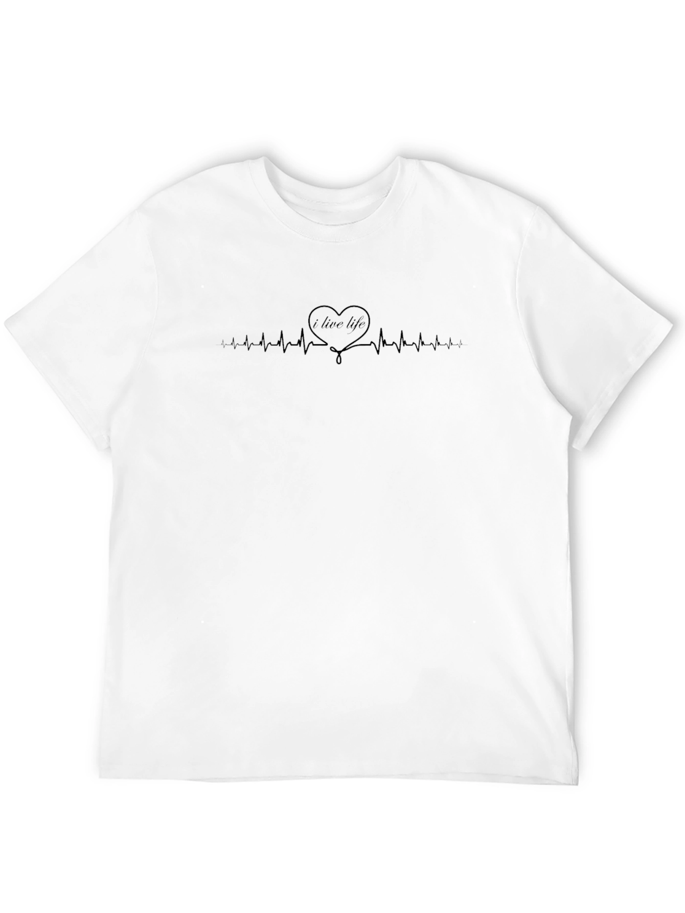 I Love Life Heartbeat T-Shirt - Black