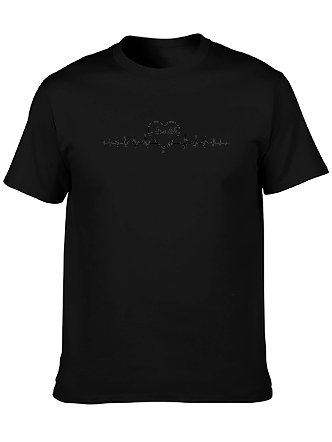 I Love Life Heartbeat T-Shirt - Black