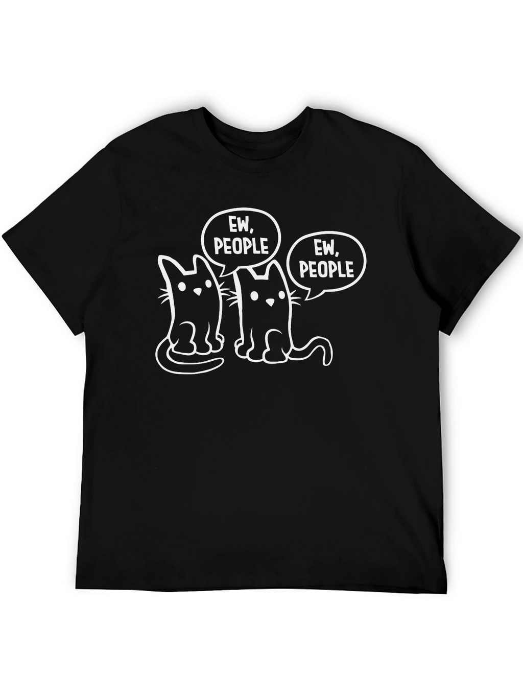 Ew People Cats Graphic T-Shirt - Black
