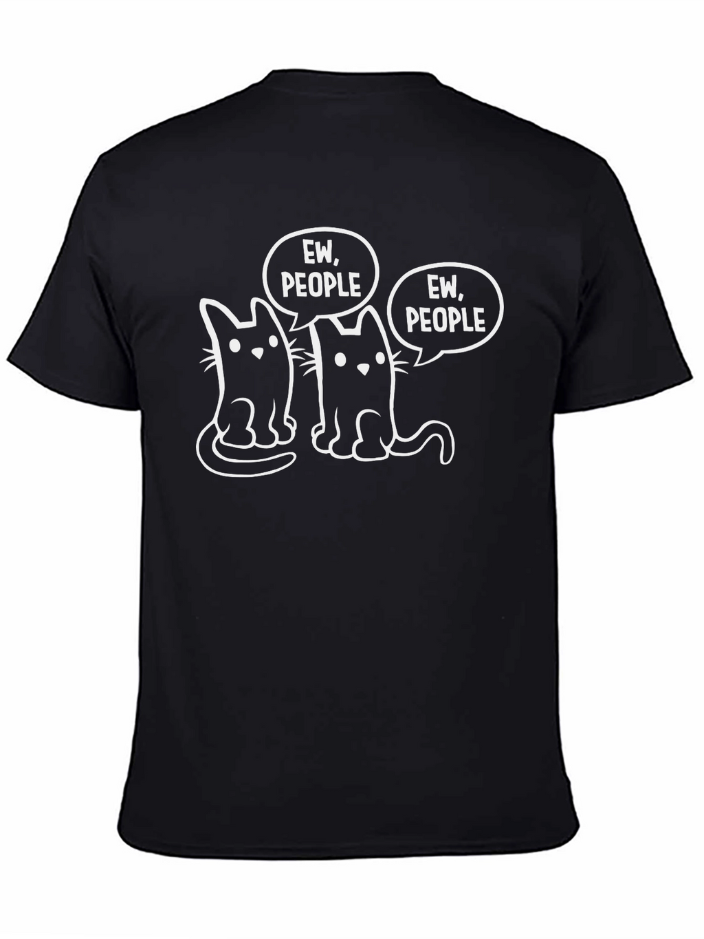 Ew People Cats Graphic T-Shirt - Black