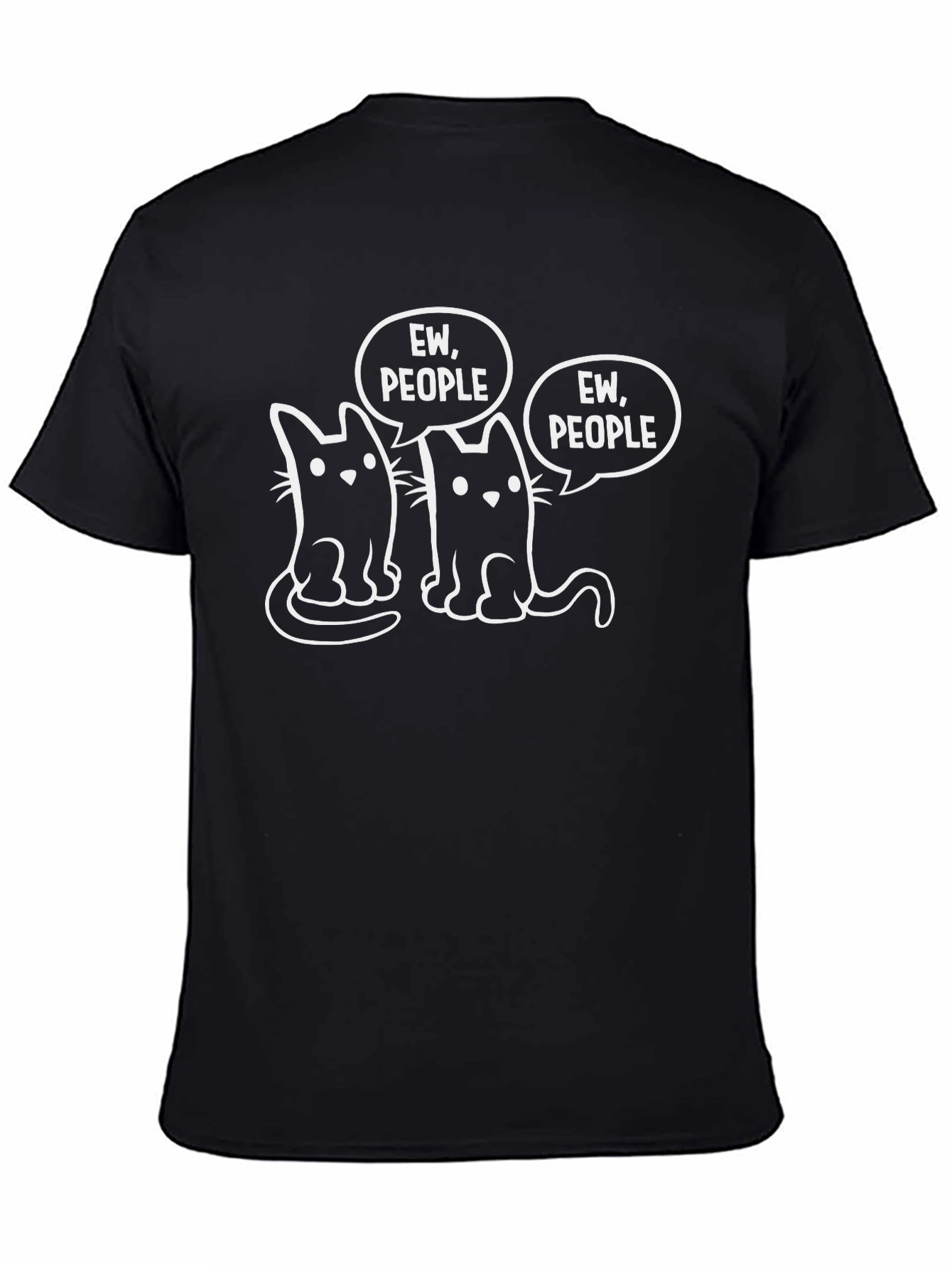 Ew People Cats Graphic T-Shirt - Black