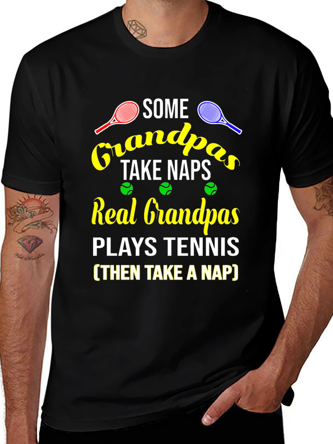 Grandpa Tennis T-Shirt - Some Grandpas Take Naps