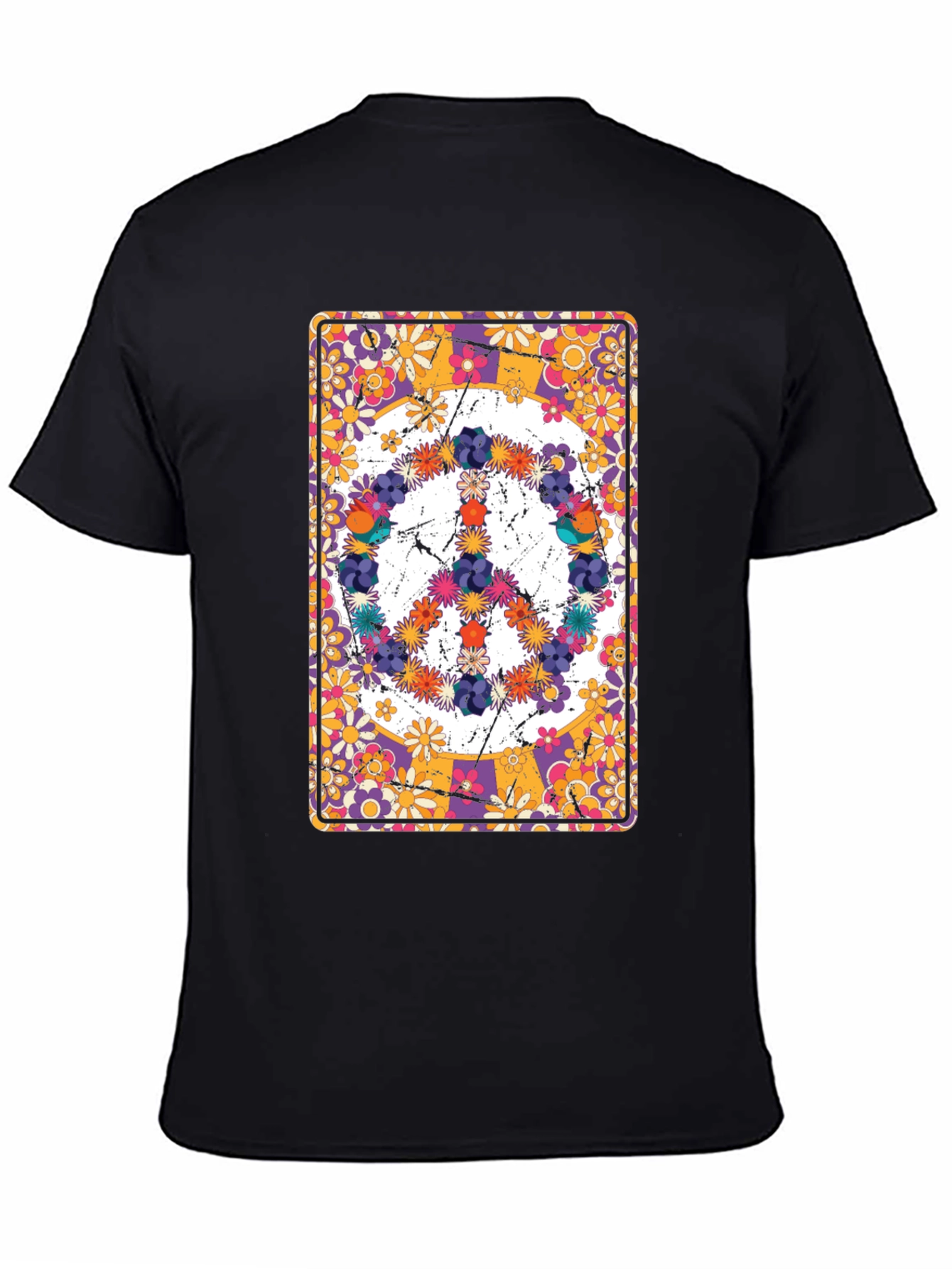 Floral Peace Sign T-Shirt - Retro Hippie Style