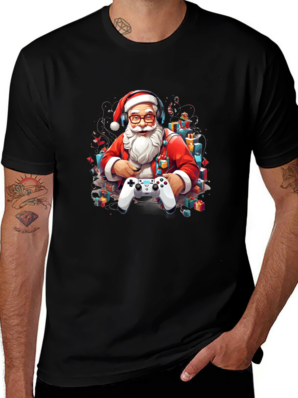 Gamer Santa T-Shirt - Holiday Gaming Apparel