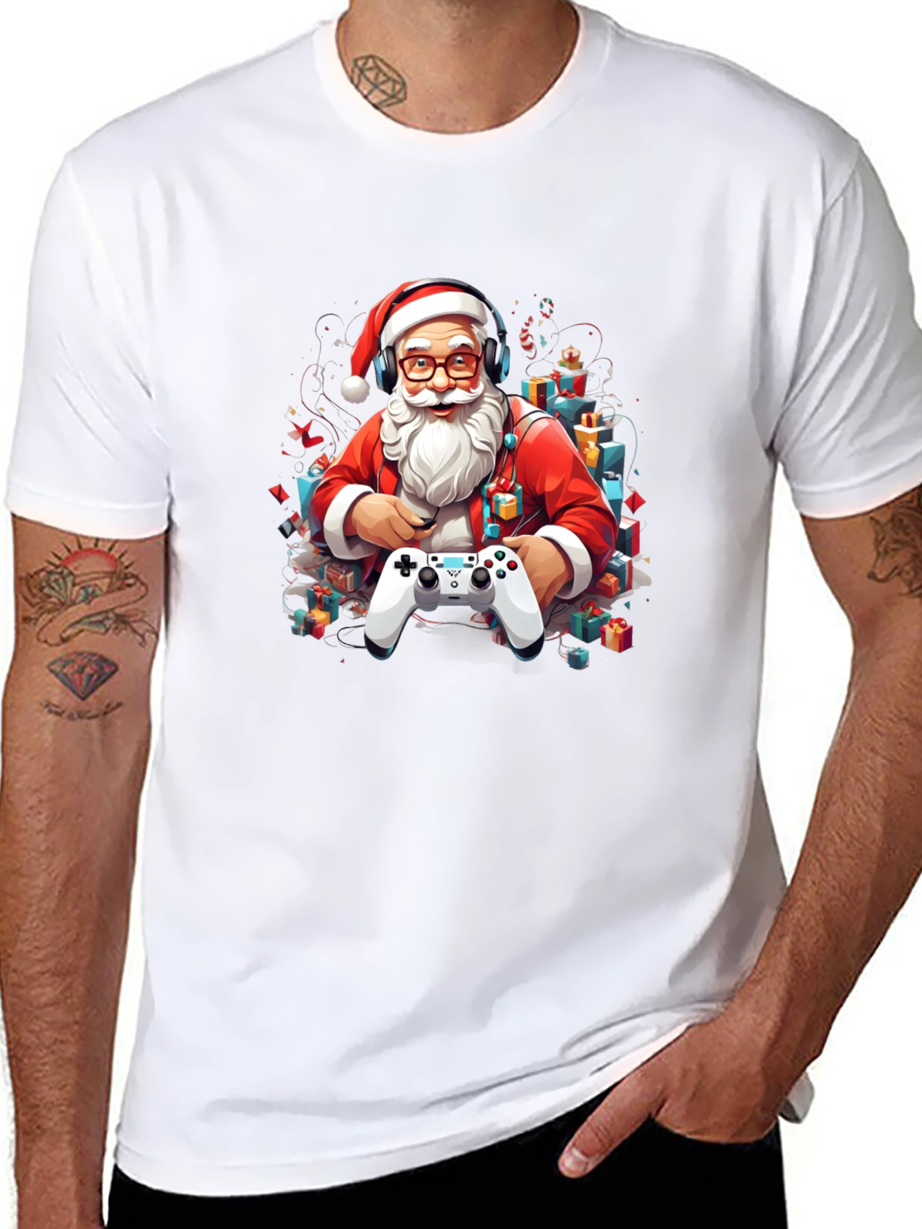 Gamer Santa T-Shirt - Holiday Gaming Apparel