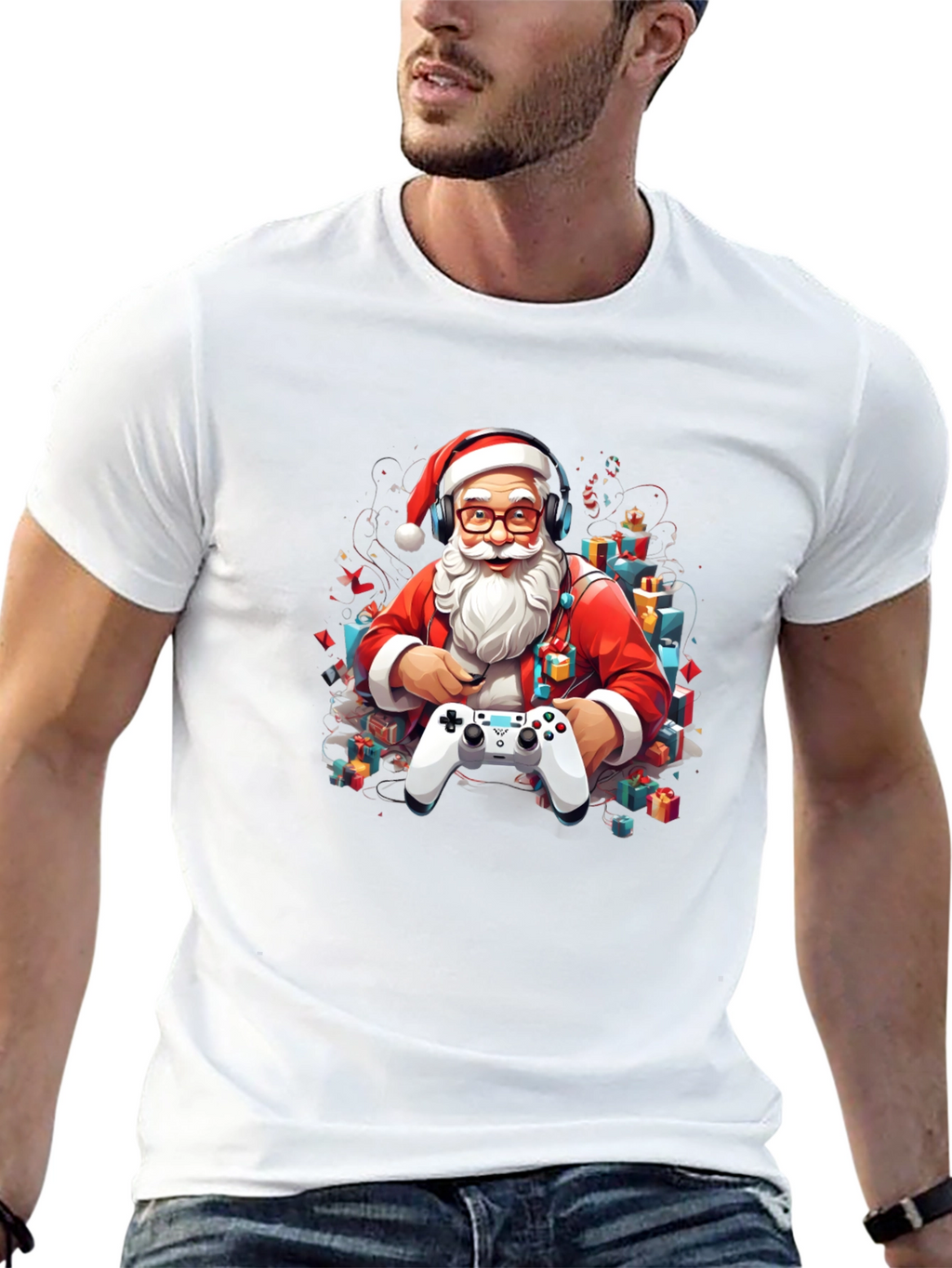 Gamer Santa T-Shirt - Holiday Gaming Apparel