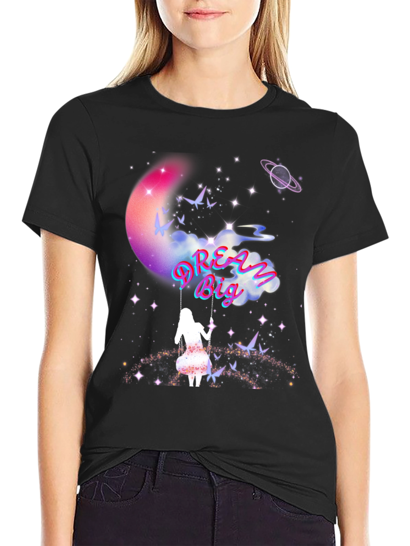 Dream Big Graphic Tee - Celestial Swing Design