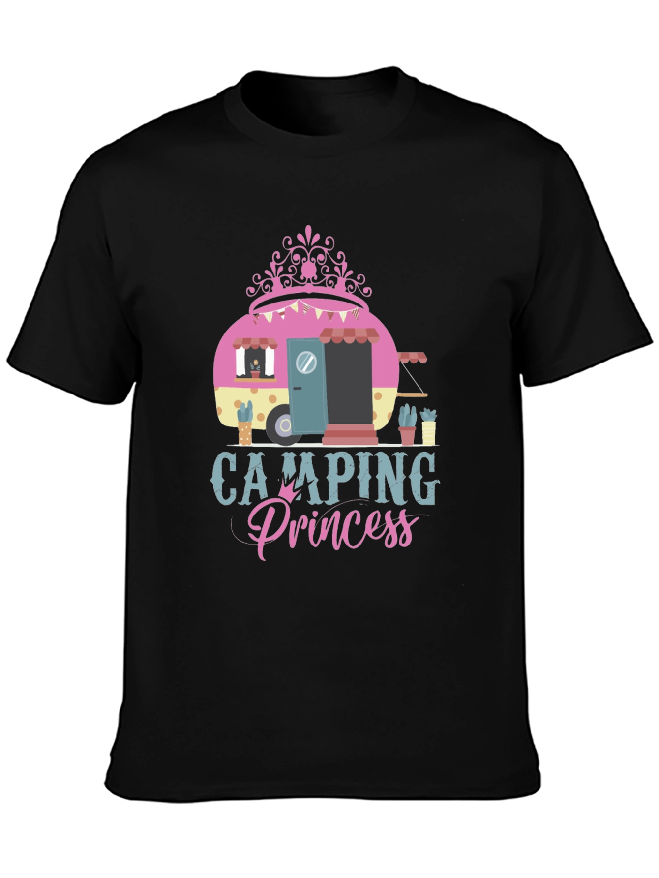 Camping Princess Graphic Tee - Black
