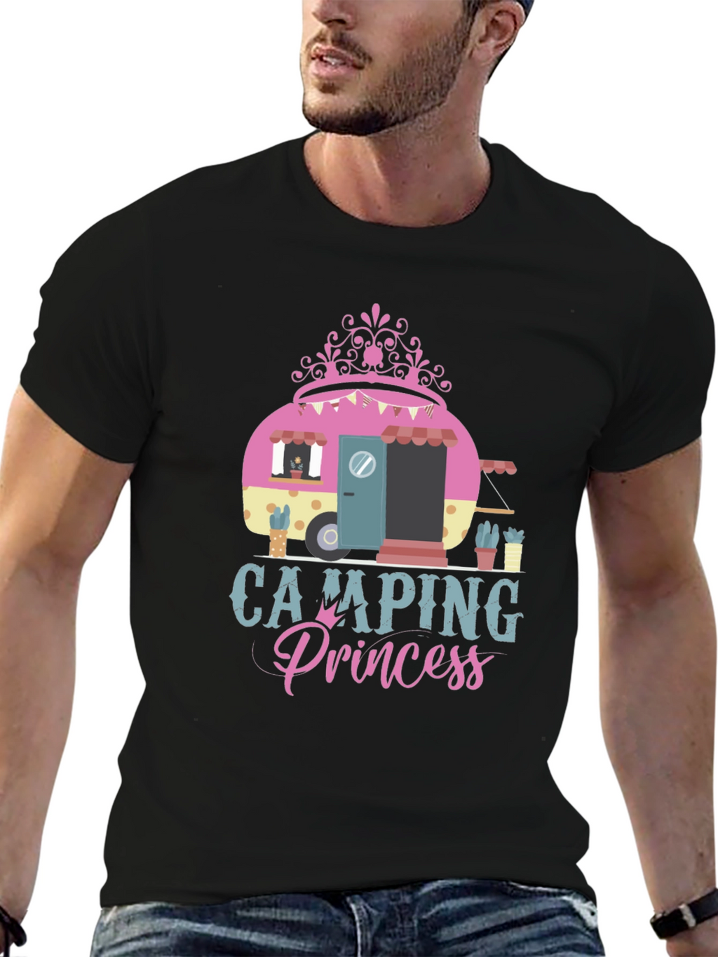 Camping Princess Graphic Tee - Black