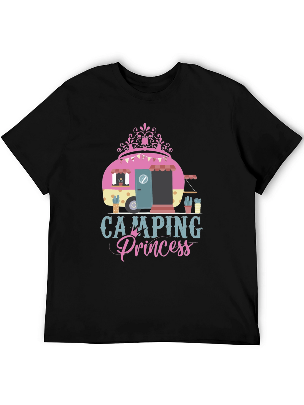 Camping Princess Graphic Tee - Black