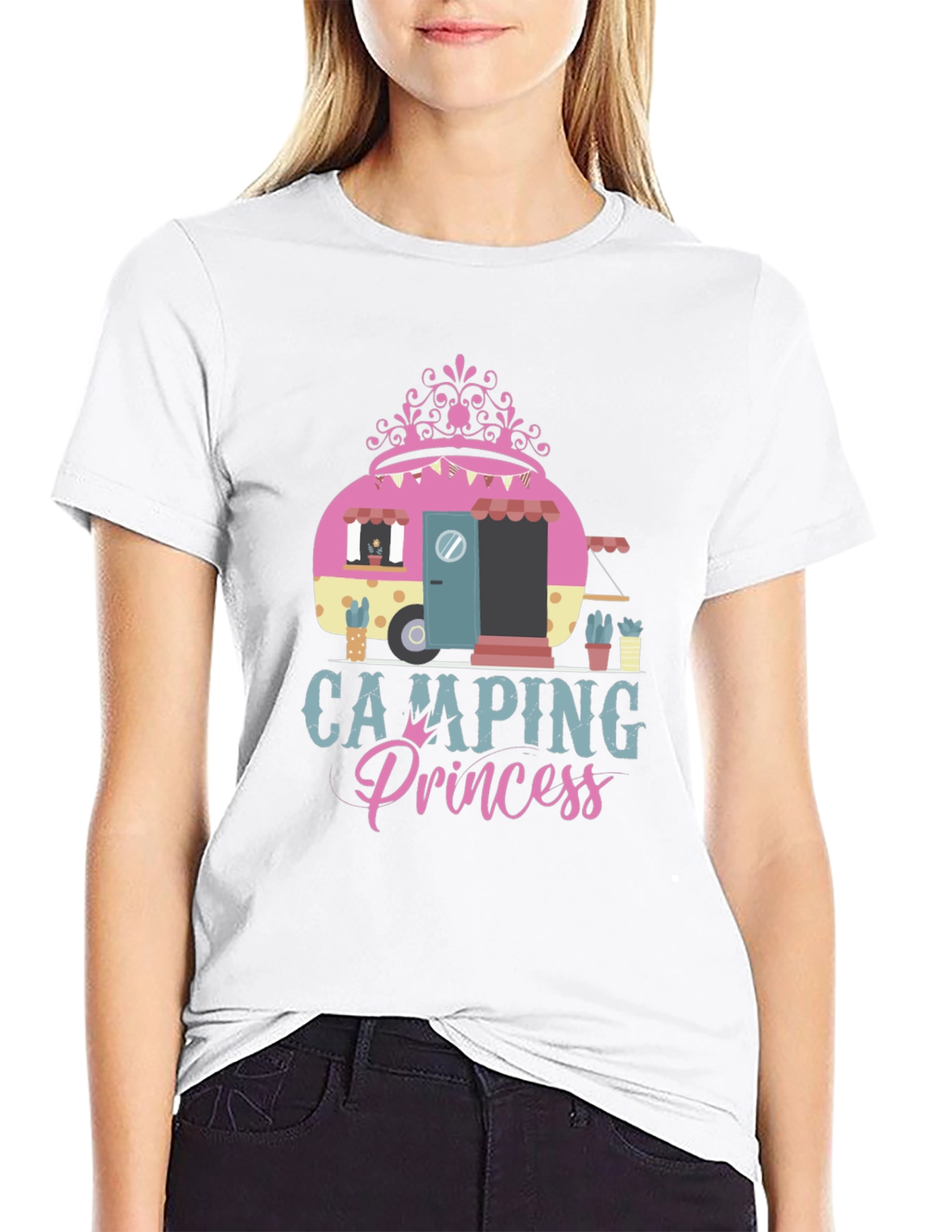 Camping Princess Graphic Tee - Black