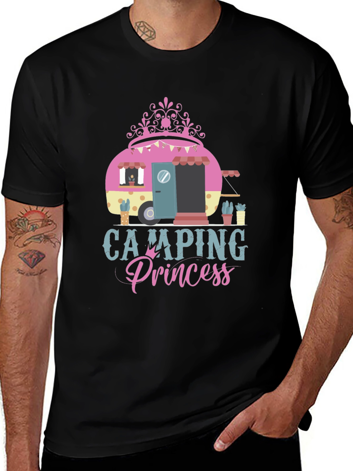 Camping Princess Graphic Tee - Black