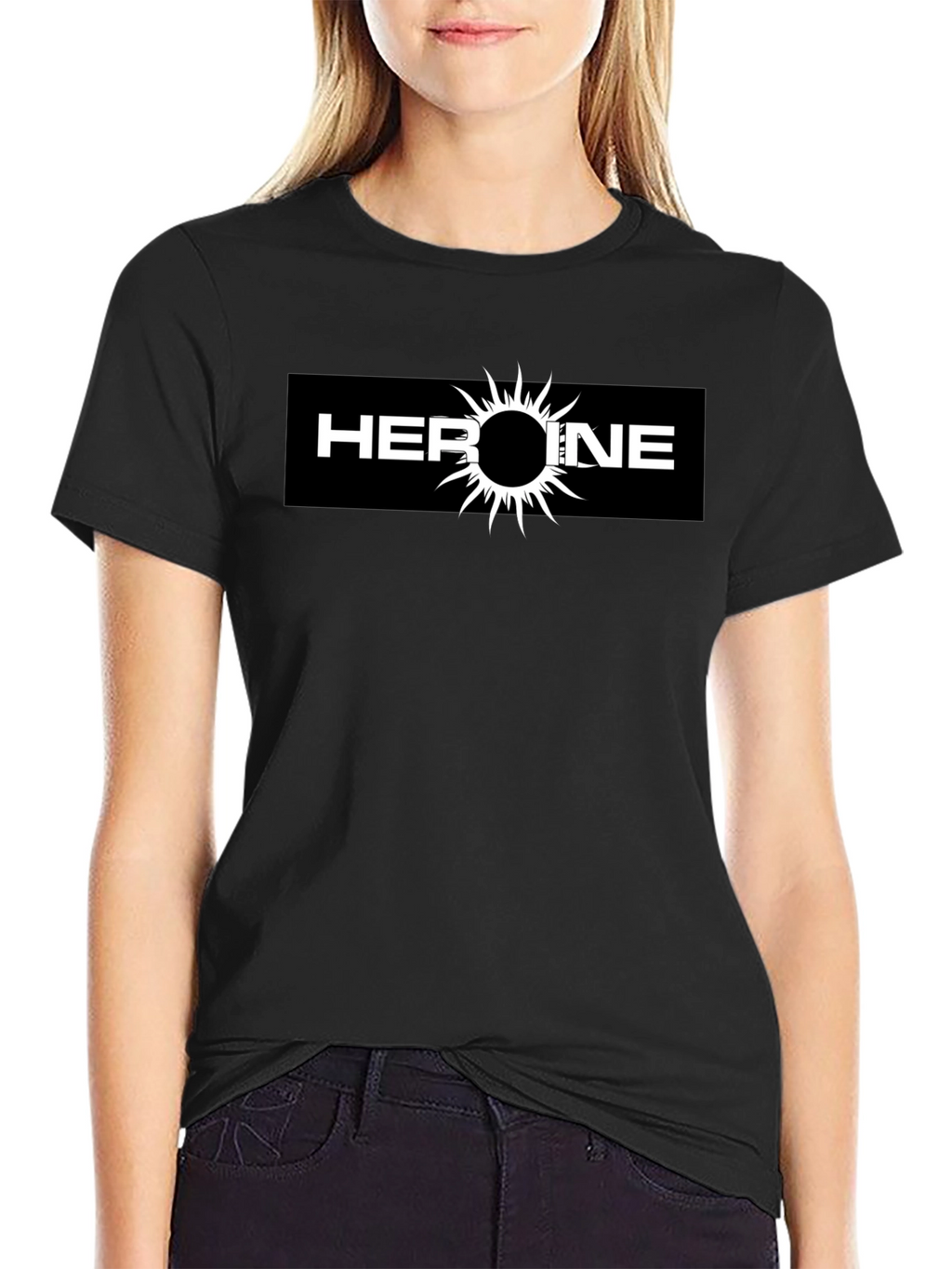 Heroine Graphic Tee - Black Cotton T-Shirt