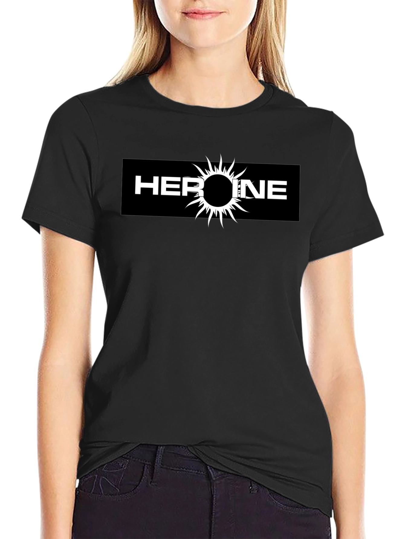 Heroine Graphic Tee - Black Cotton T-Shirt