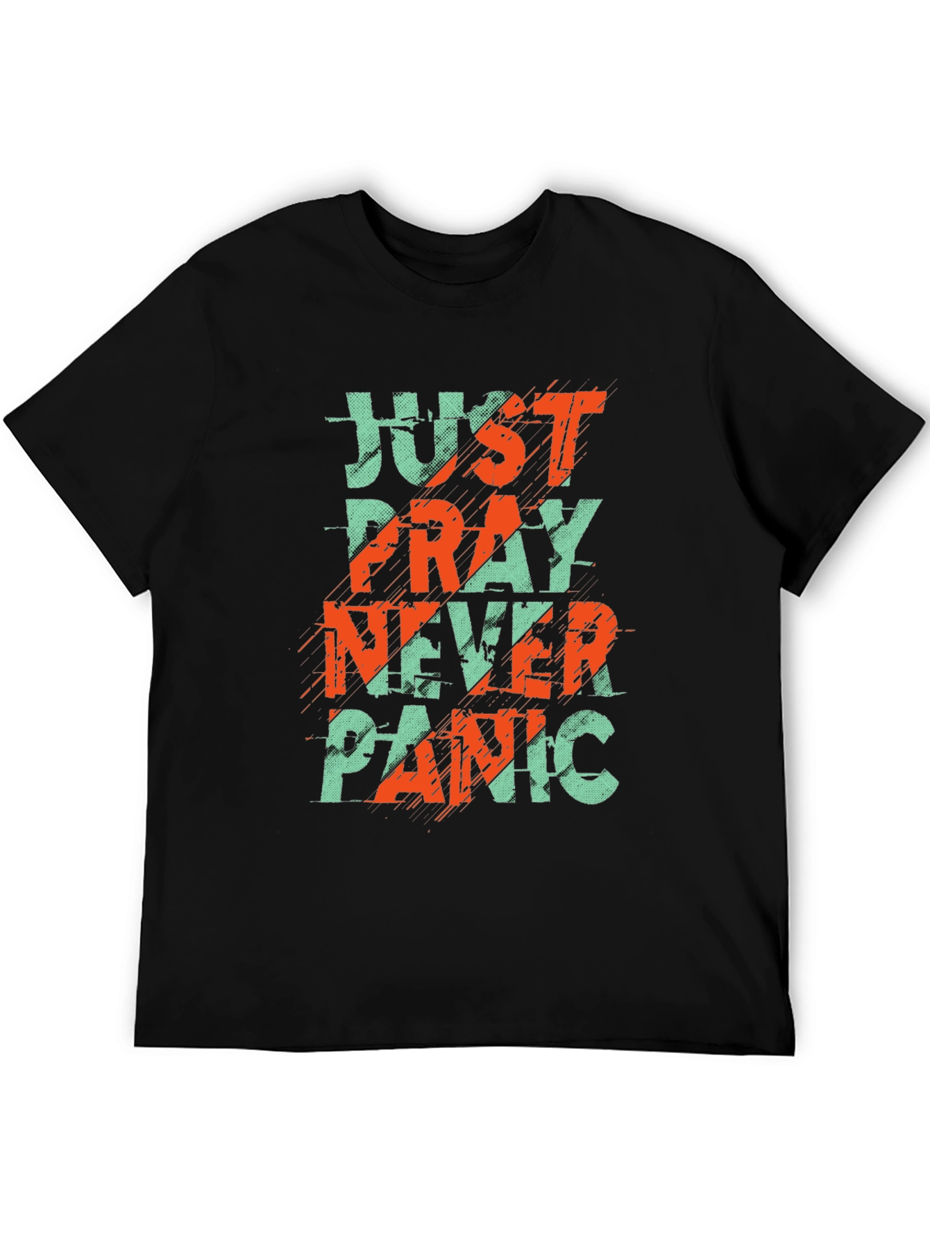 Just Pray Never Panic Graphic Tee - Black