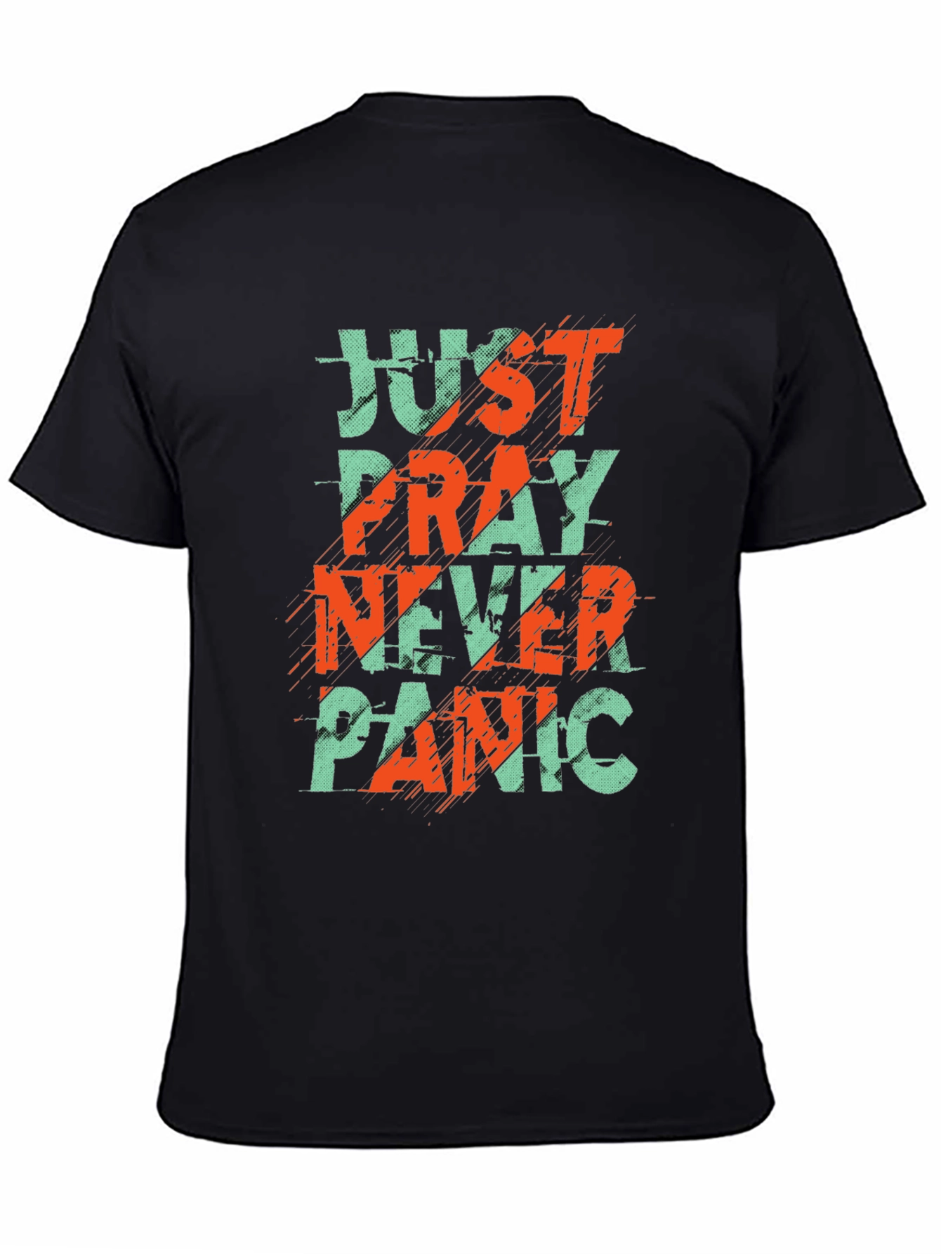 Just Pray Never Panic Graphic Tee - Black