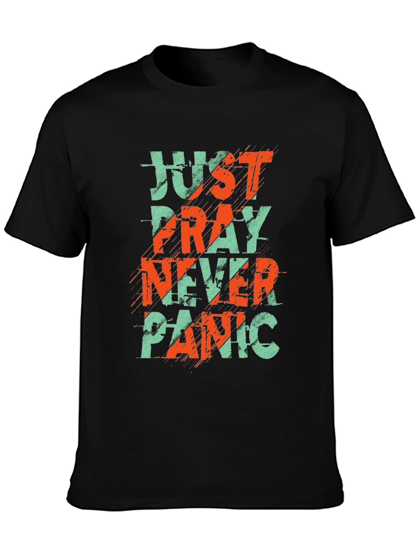 Just Pray Never Panic Graphic Tee - Black