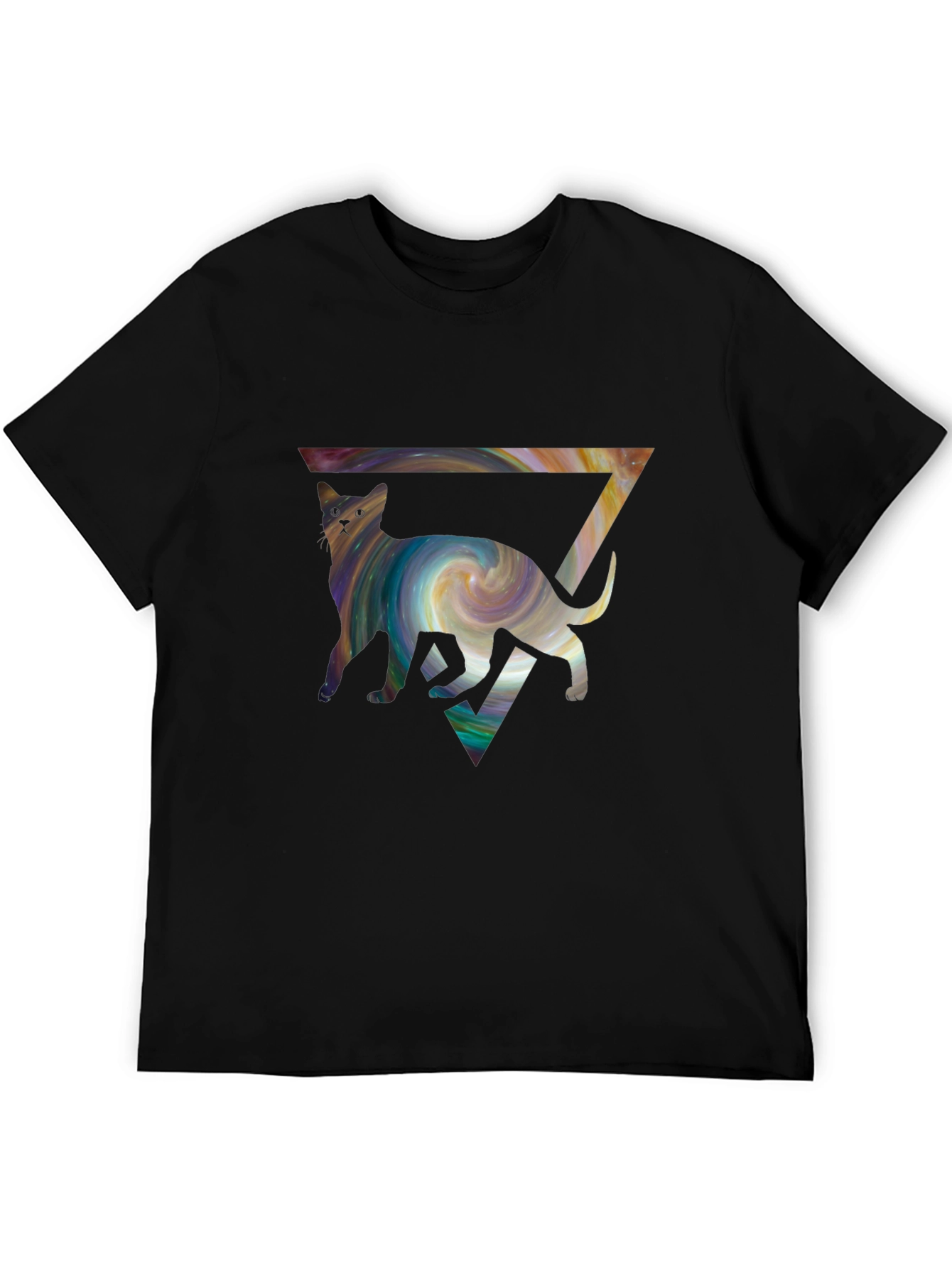Cat Galaxy Triangle T-Shirt - Stylish Graphic Tee