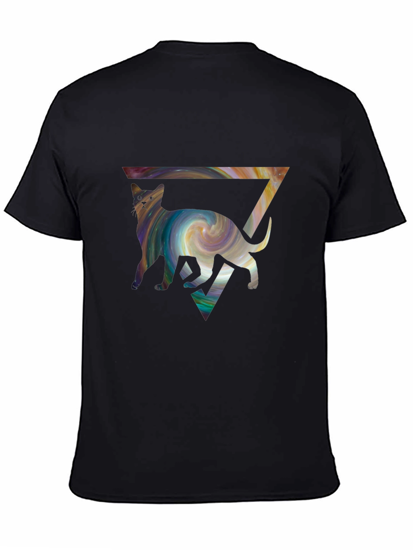 Cat Galaxy Triangle T-Shirt - Stylish Graphic Tee