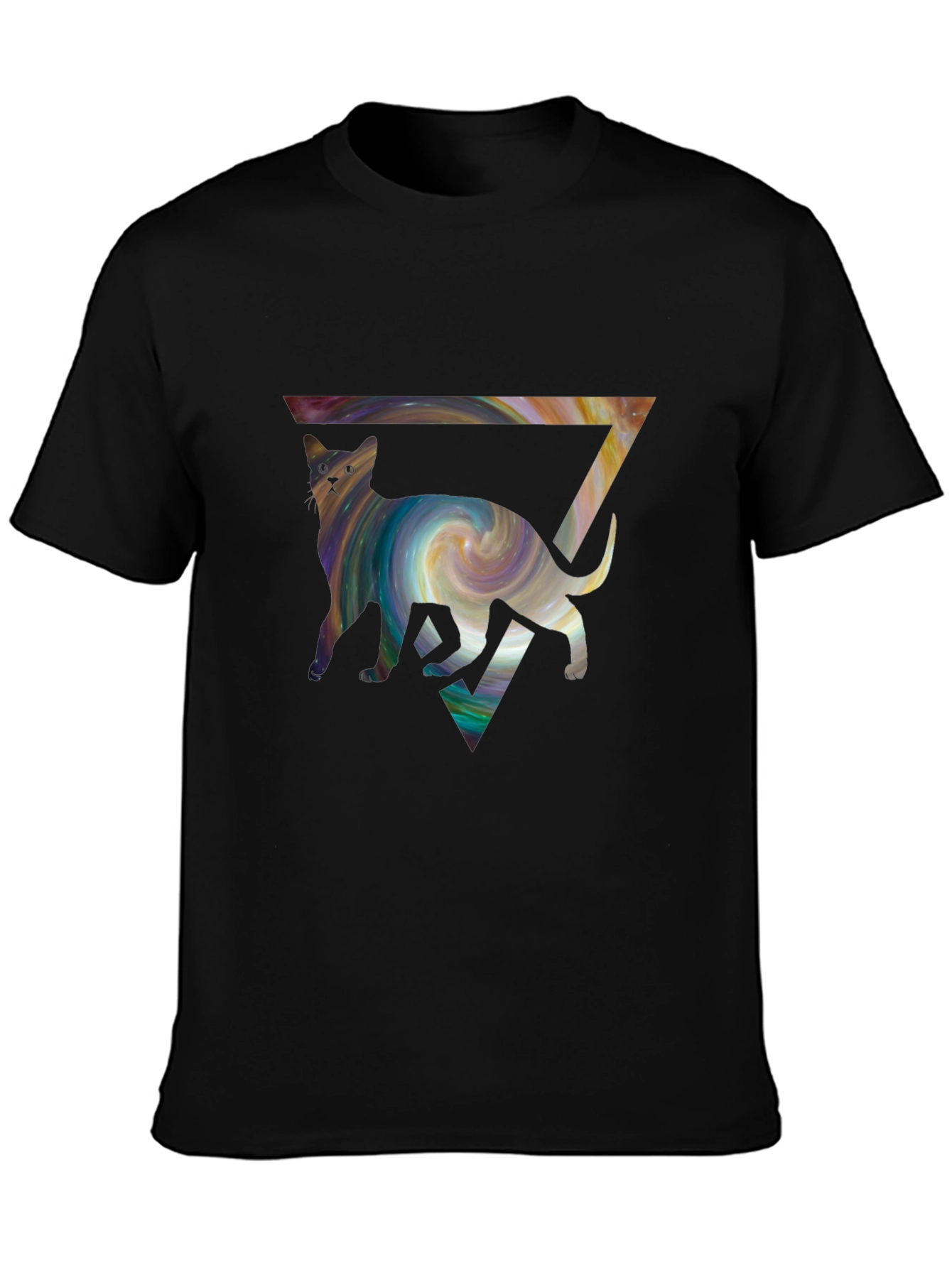 Cat Galaxy Triangle T-Shirt - Stylish Graphic Tee