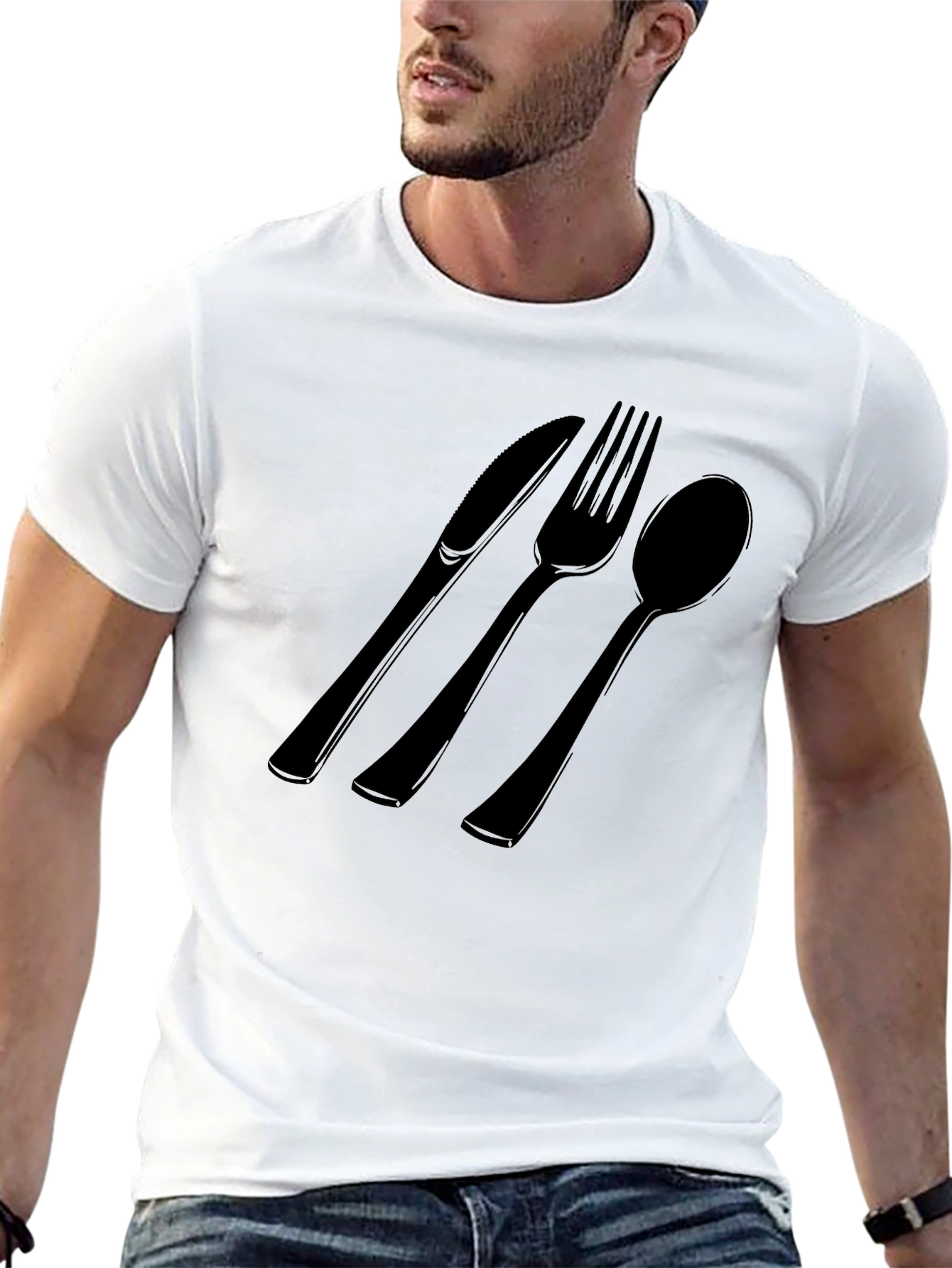 Cutlery Graphic Tee - Black Cotton T-Shirt