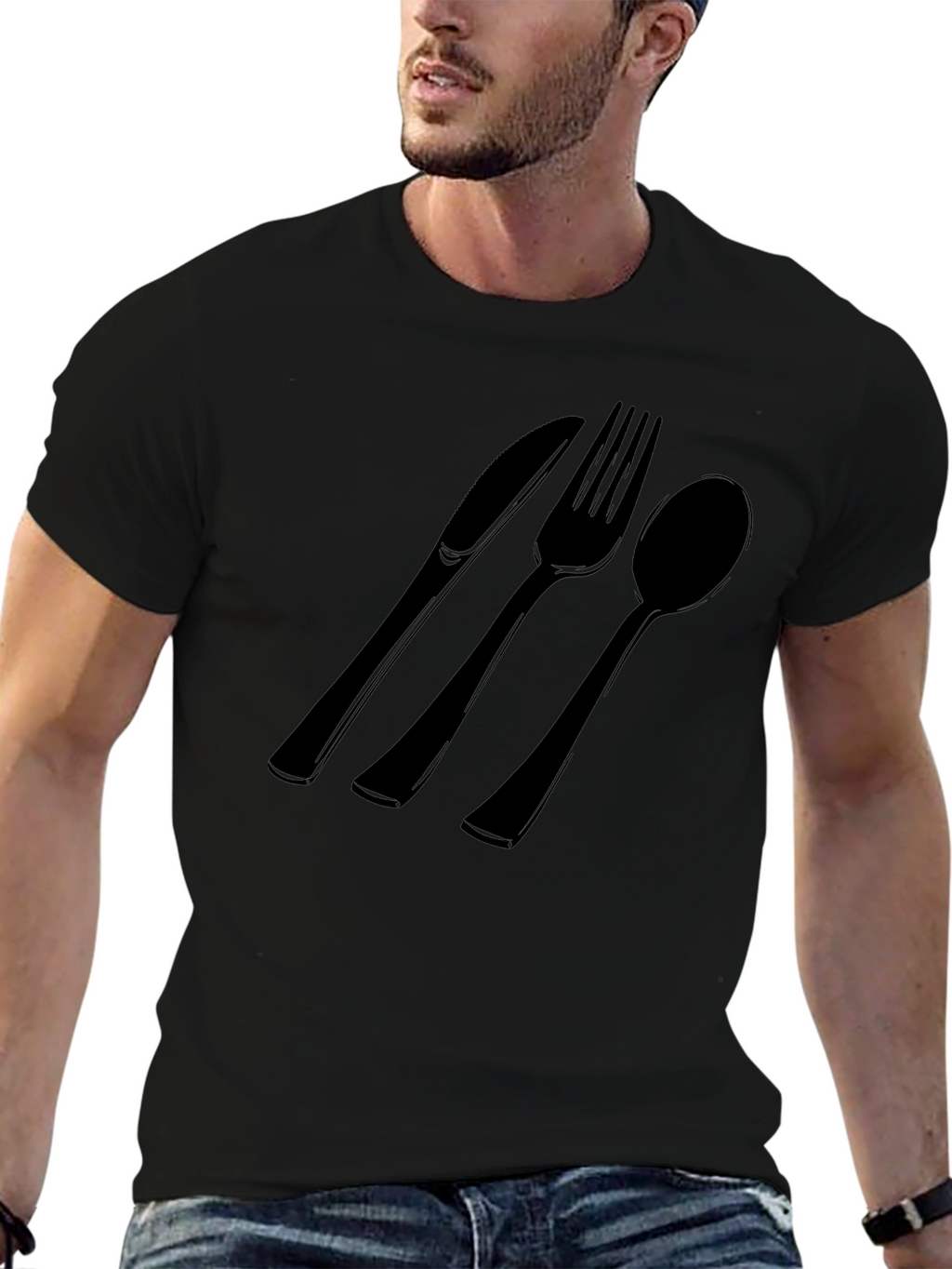 Cutlery Graphic Tee - Black Cotton T-Shirt