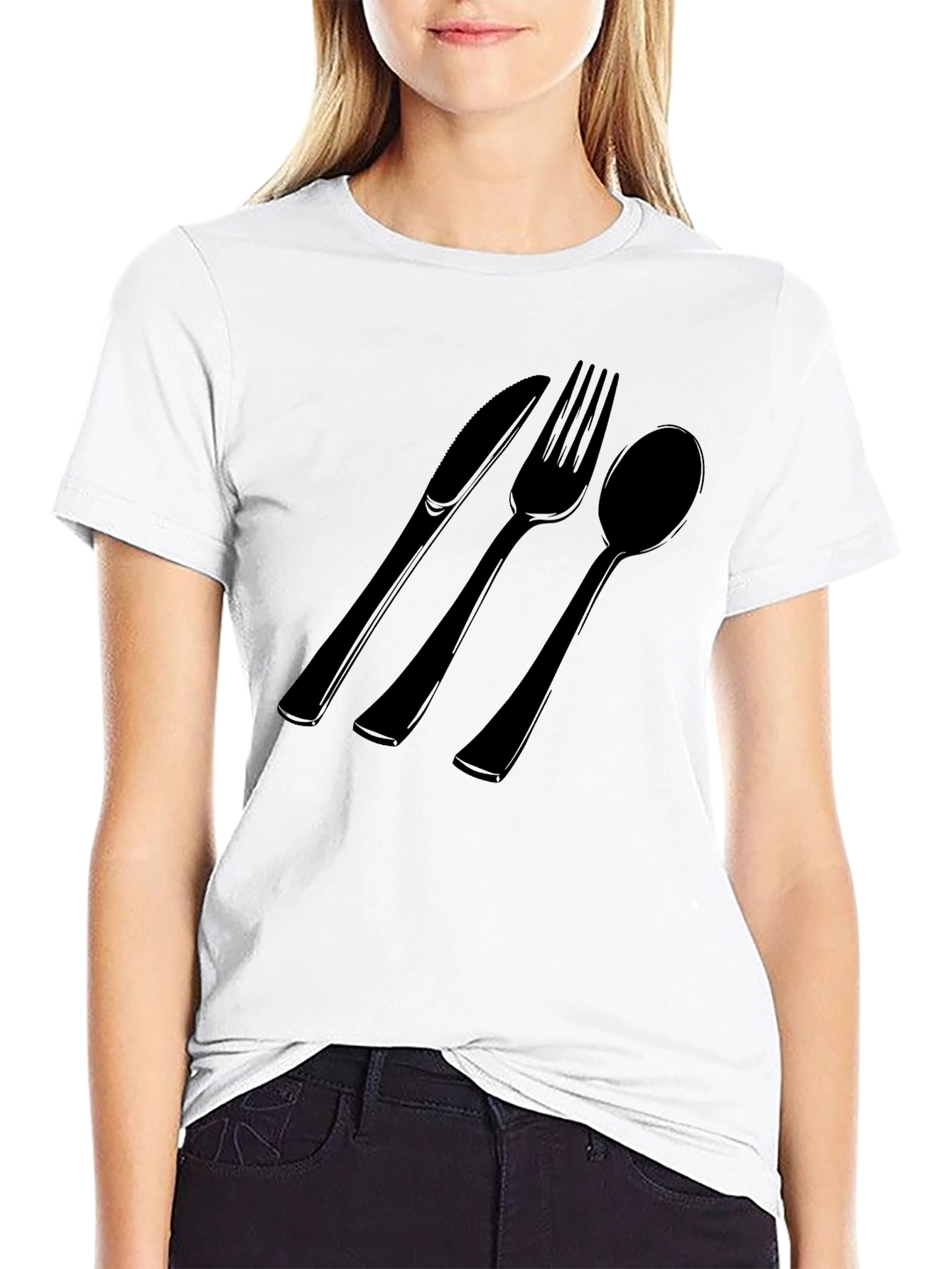 Cutlery Graphic Tee - Black Cotton T-Shirt