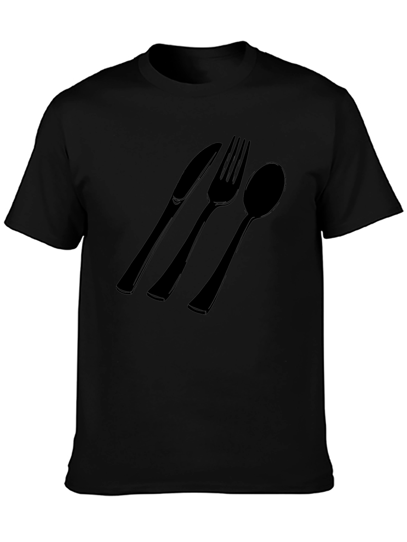 Cutlery Graphic Tee - Black Cotton T-Shirt